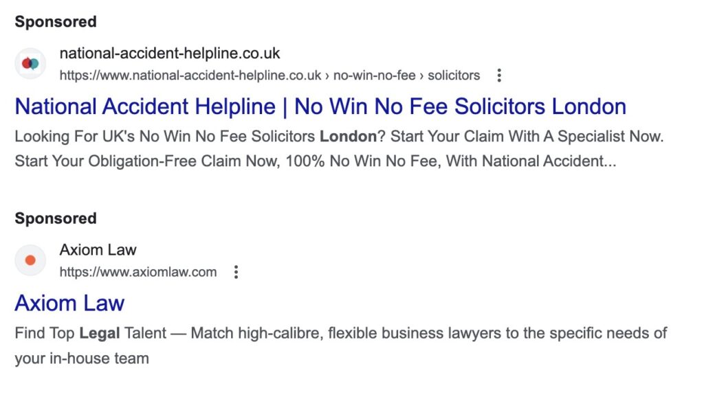 PPC example for how to market a law firm